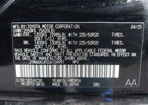 2025 Toyota Bz4X Nightshade z USA, uszkodzony, nr VIN JTMABACA5SA104991